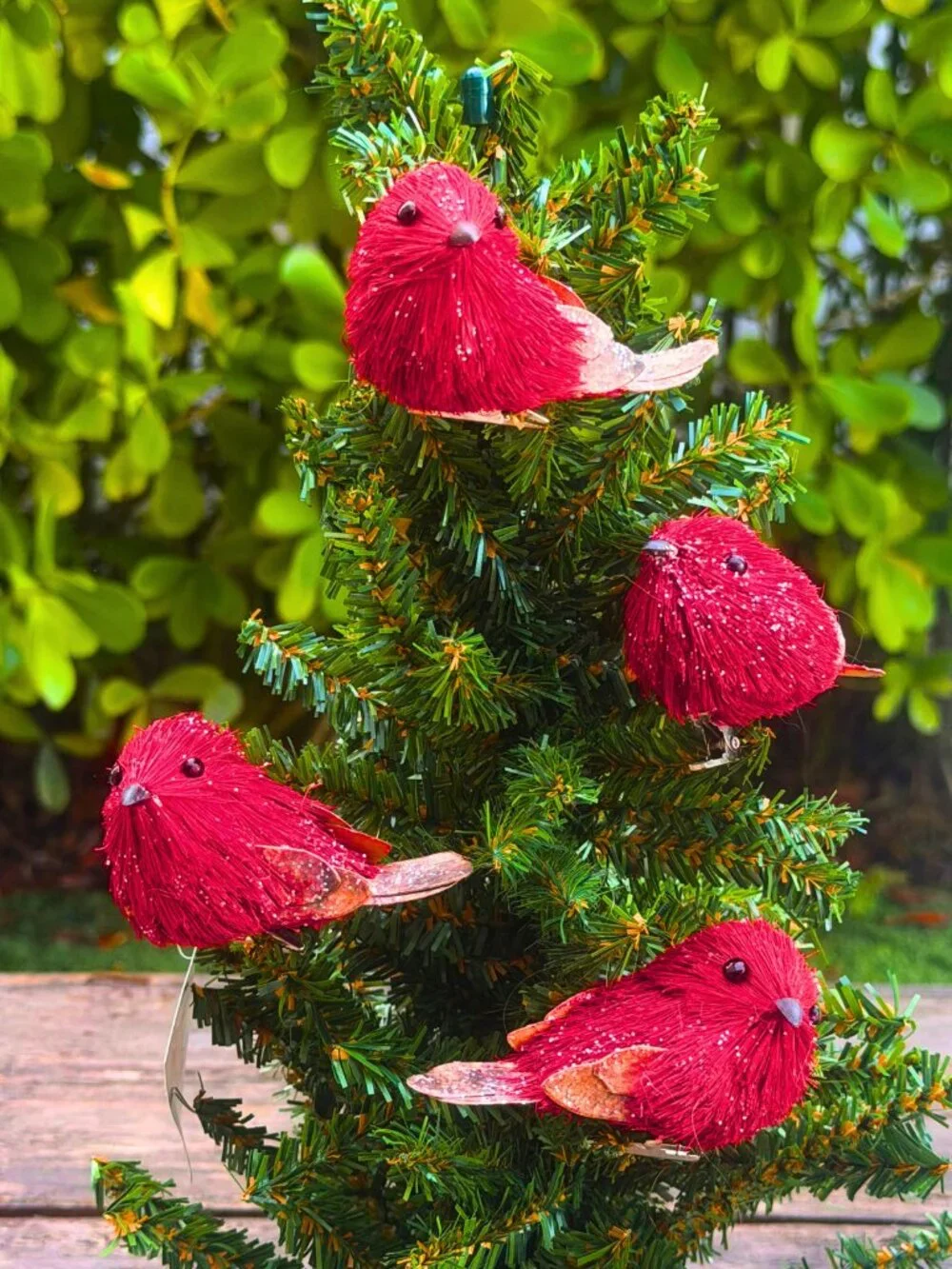 Lot 4 Vintage Cardinal Red Bird Clip On Christmas Tree Ornaments Glitter
